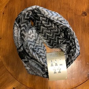 NWT Black and Silver Infinity Scarf